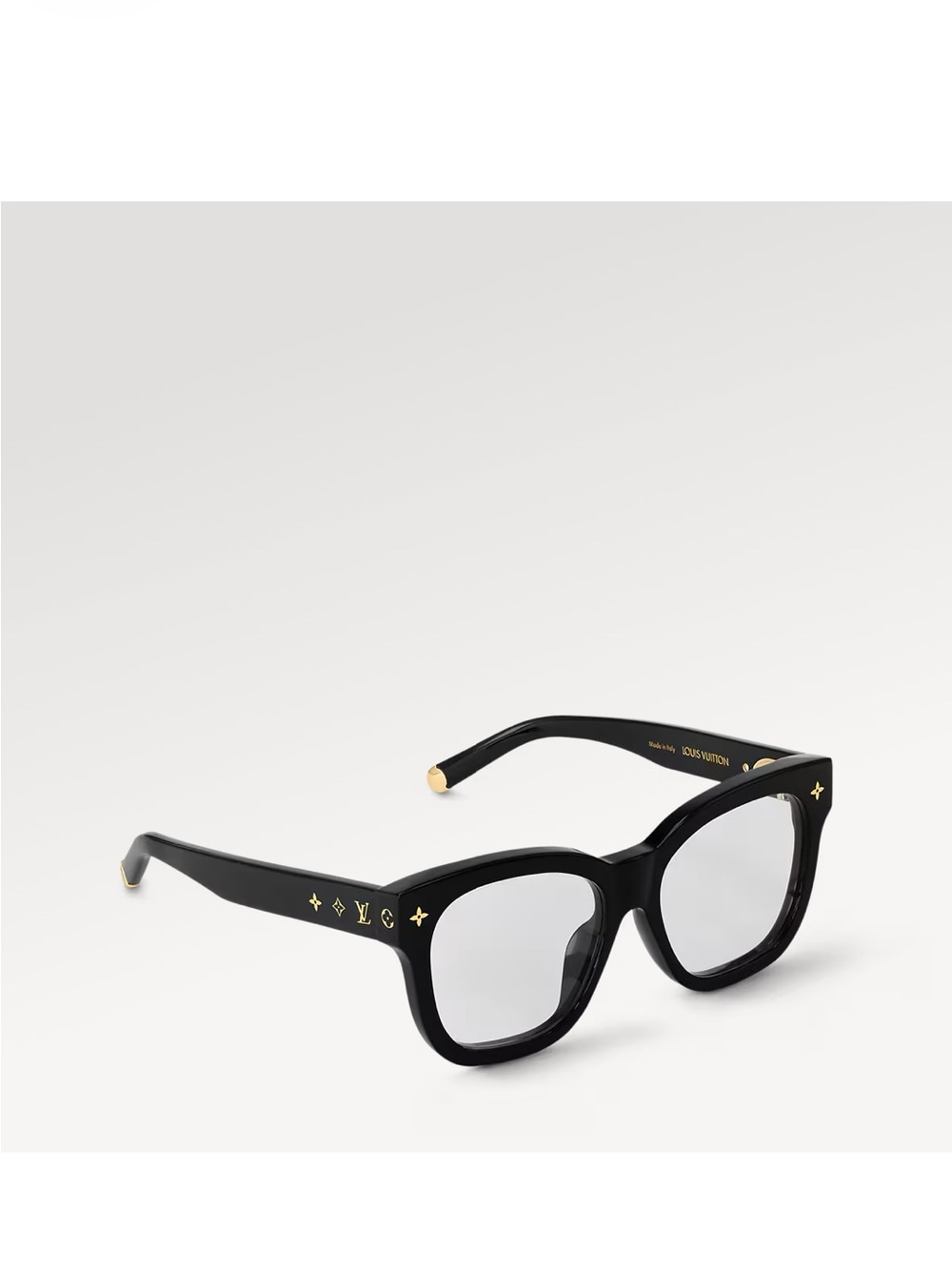 Louis Vuitton Black Square blue light glasses with Gold Monogram Accents